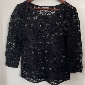Black Floral Lace Blouse size M